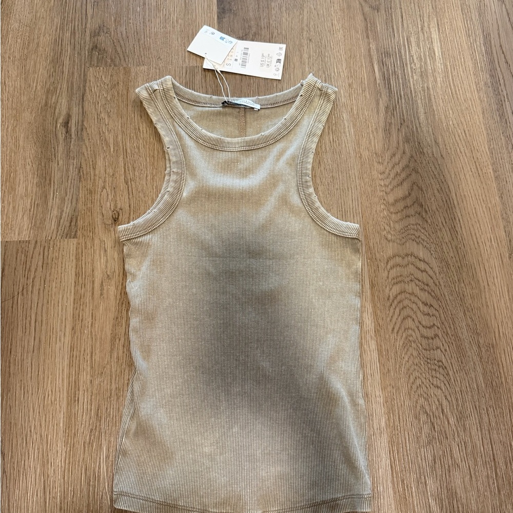Ribbed Tank Top - Beige